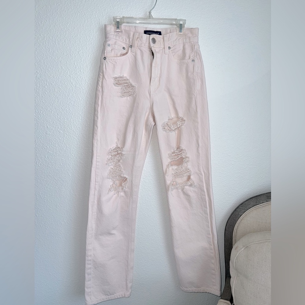 Aeropostale 90’s Baggy light pink distressed jeans 00R
